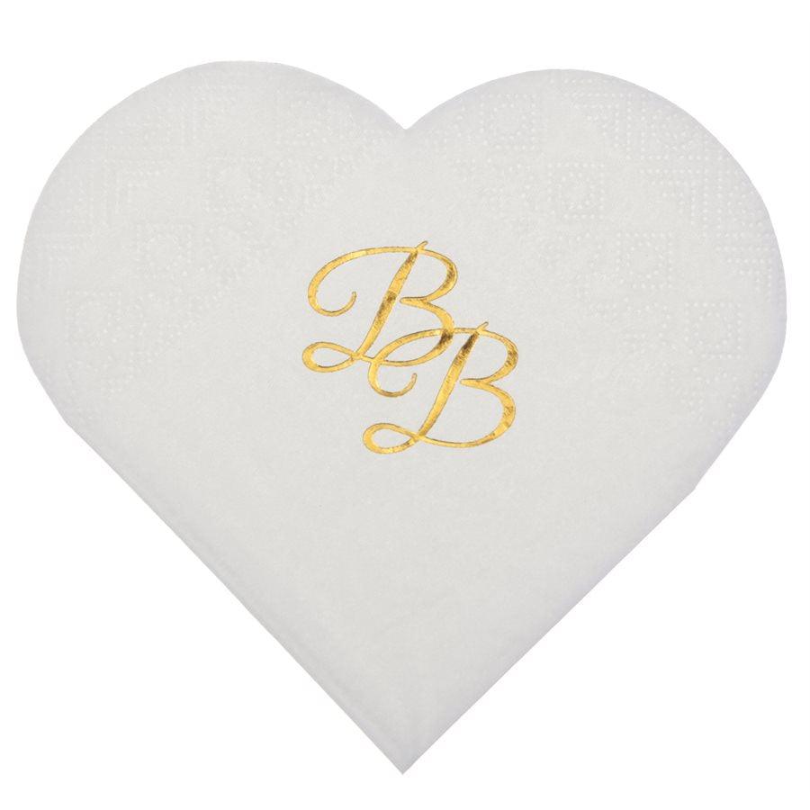 Bb Blanc - Serviettes Breuvage en Coeur 10/pqt