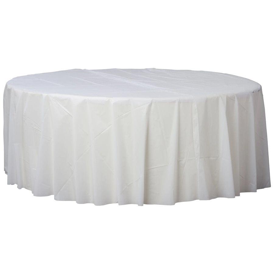 Blanc - Nappe en Plastique Ronde 84 po.