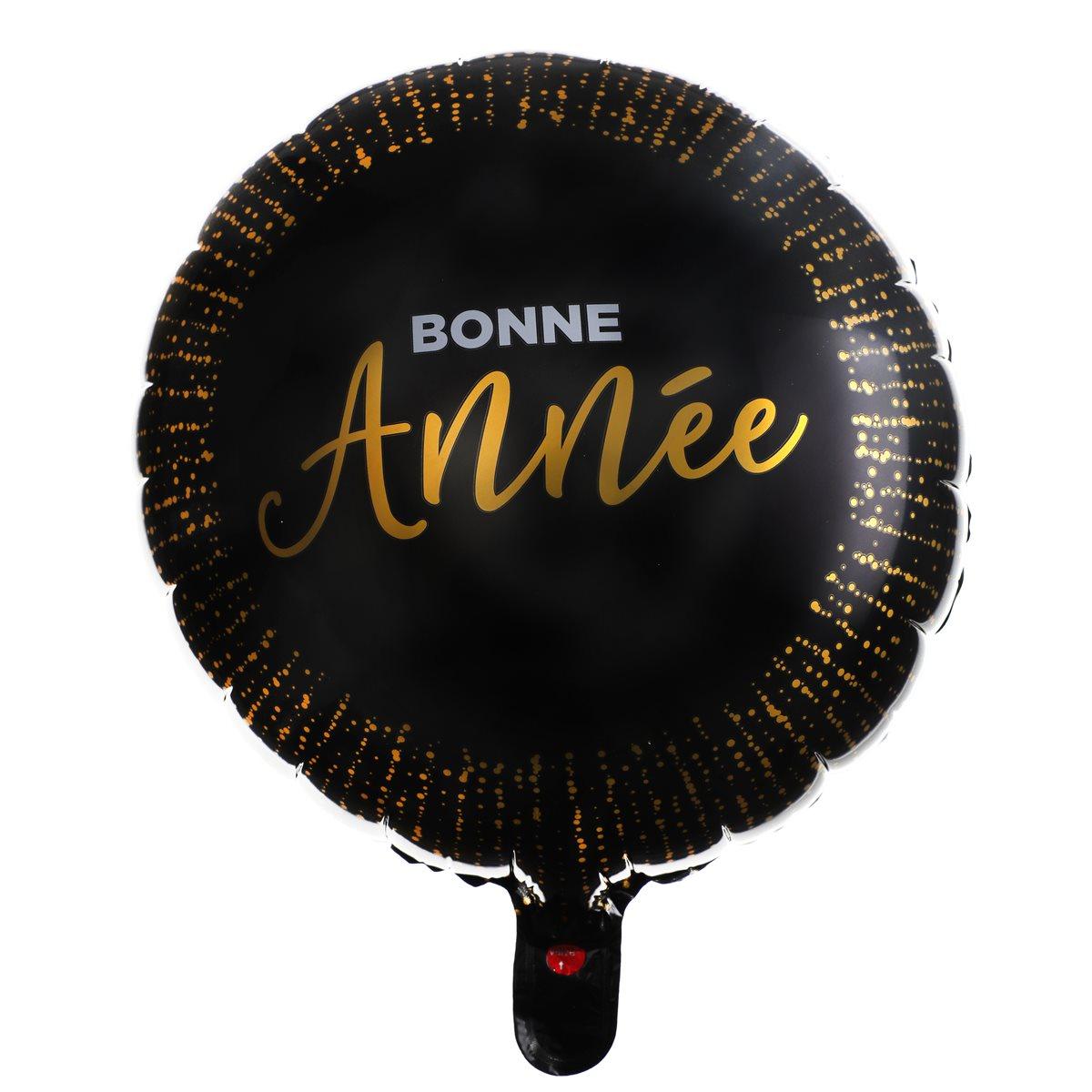 MYLAR 18 PO. - BONNE ANNÉE NOIR - Ballons par Chant-O-Fêtes Party