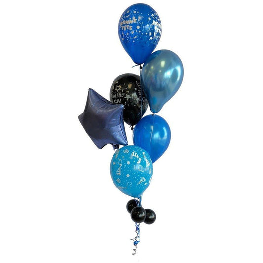 Numéro Ballon Joyeux Anniversaire Bleu 80 Bouquet (Rempli d'Hélium