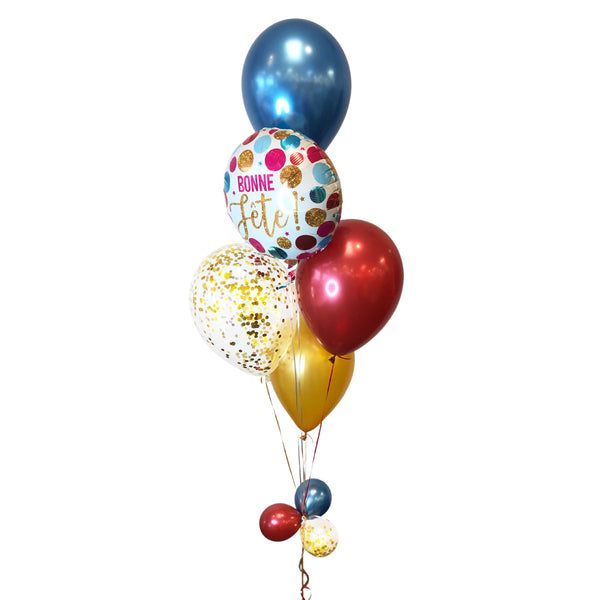 Bouquet de ballons Mylar Or Et Blanc Avec Confettis – Chant-O