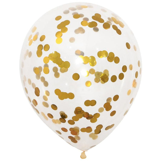 LATEX BALLOON 12 IN. CLEAR HELIUM INFLATED WITH CONFETTI